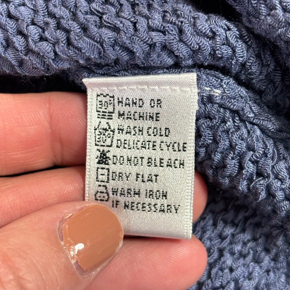 August Silk Womens Blue Pointelle Knit Cardigan Toggle Neck Sweater Medium - Picture 8 of 8